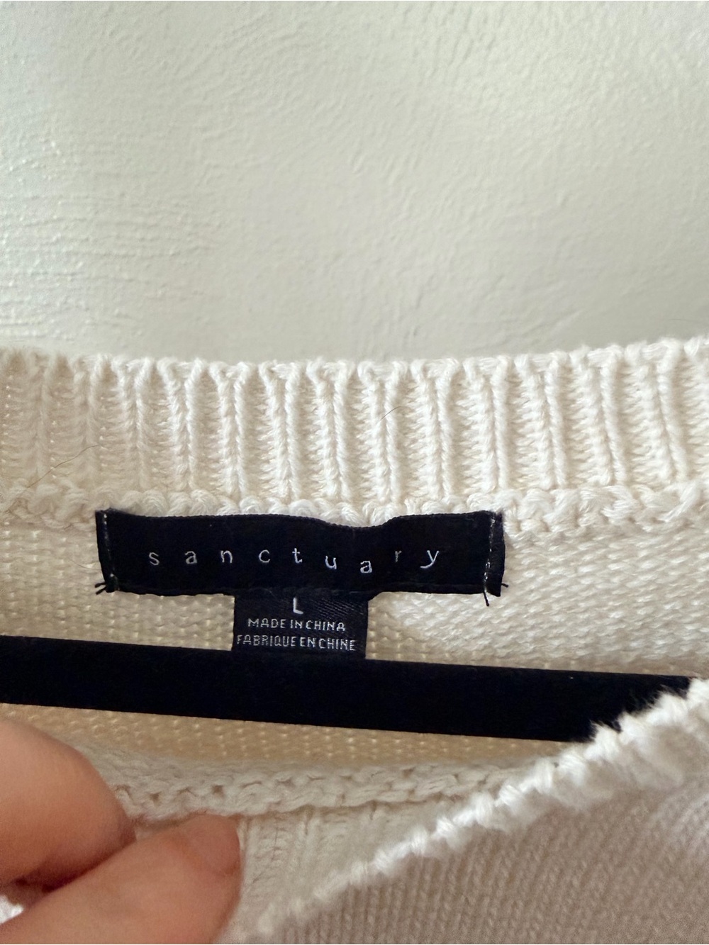Sanctuary Cream Short-Sleeve Knit Sweater Size Large - Picture 4 of 4